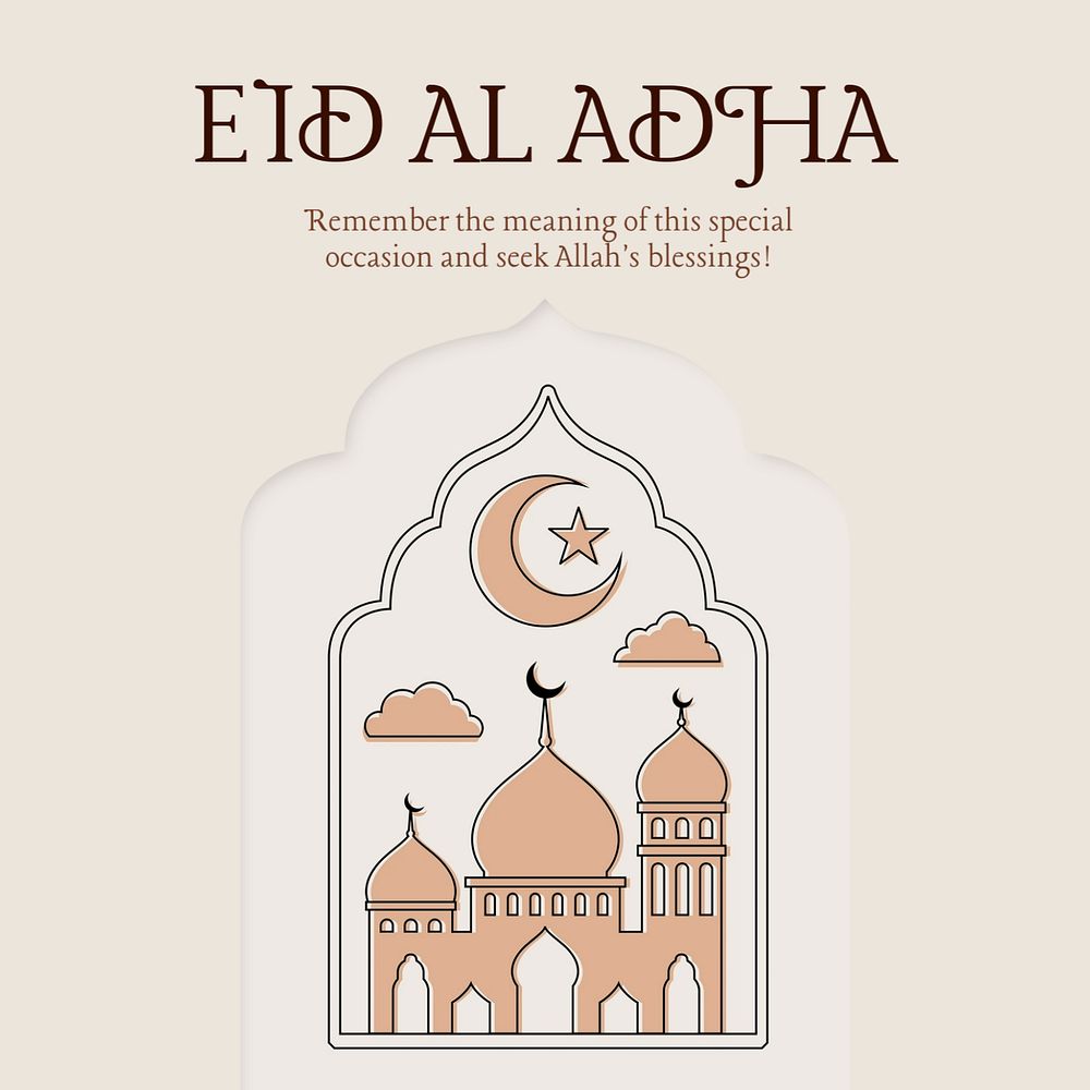 Eid al-Adha  Instagram post template, editable text