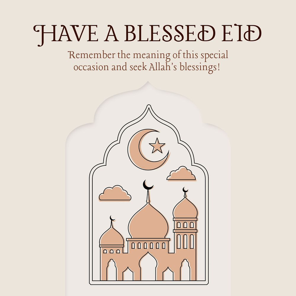 Eid Mubarak  Instagram post template, editable text