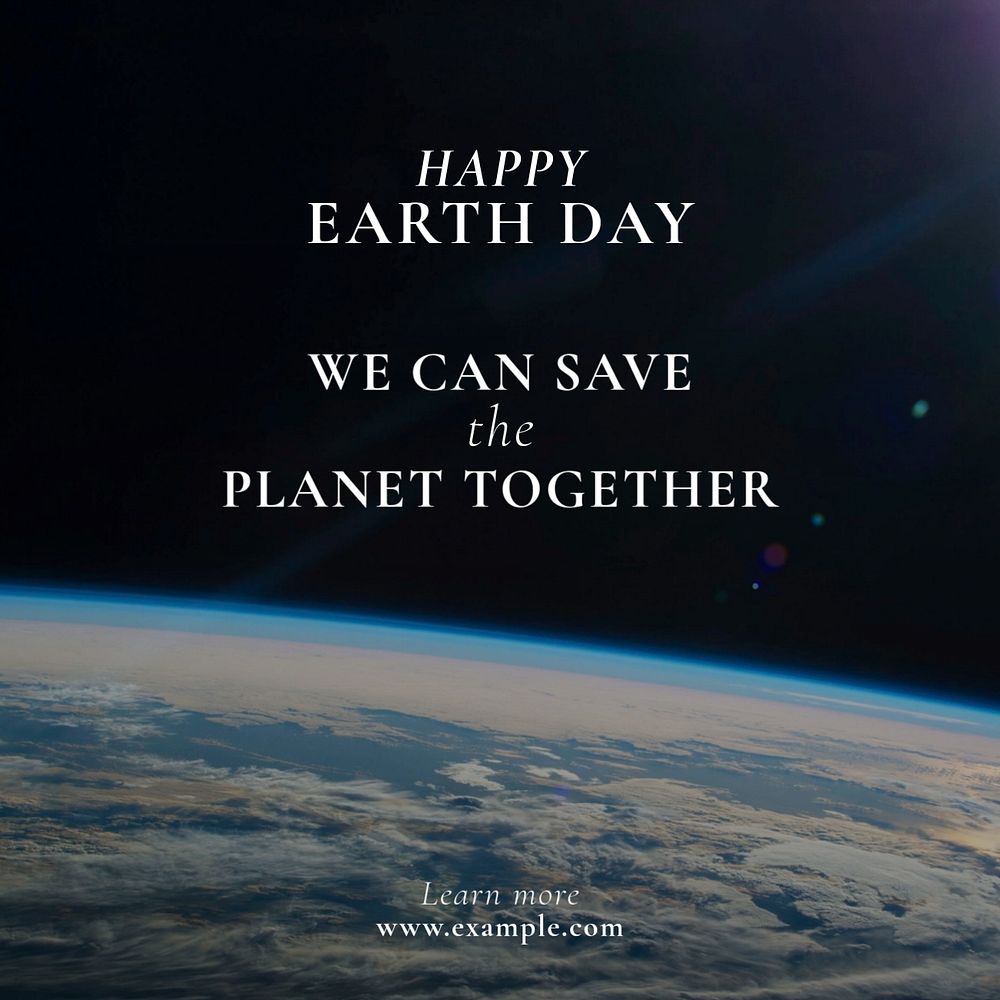 Happy earth day Instagram post template, editable text