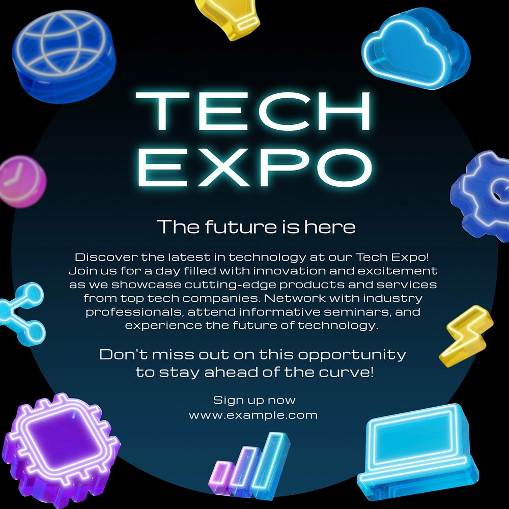 Tech expo Instagram post template, editable design