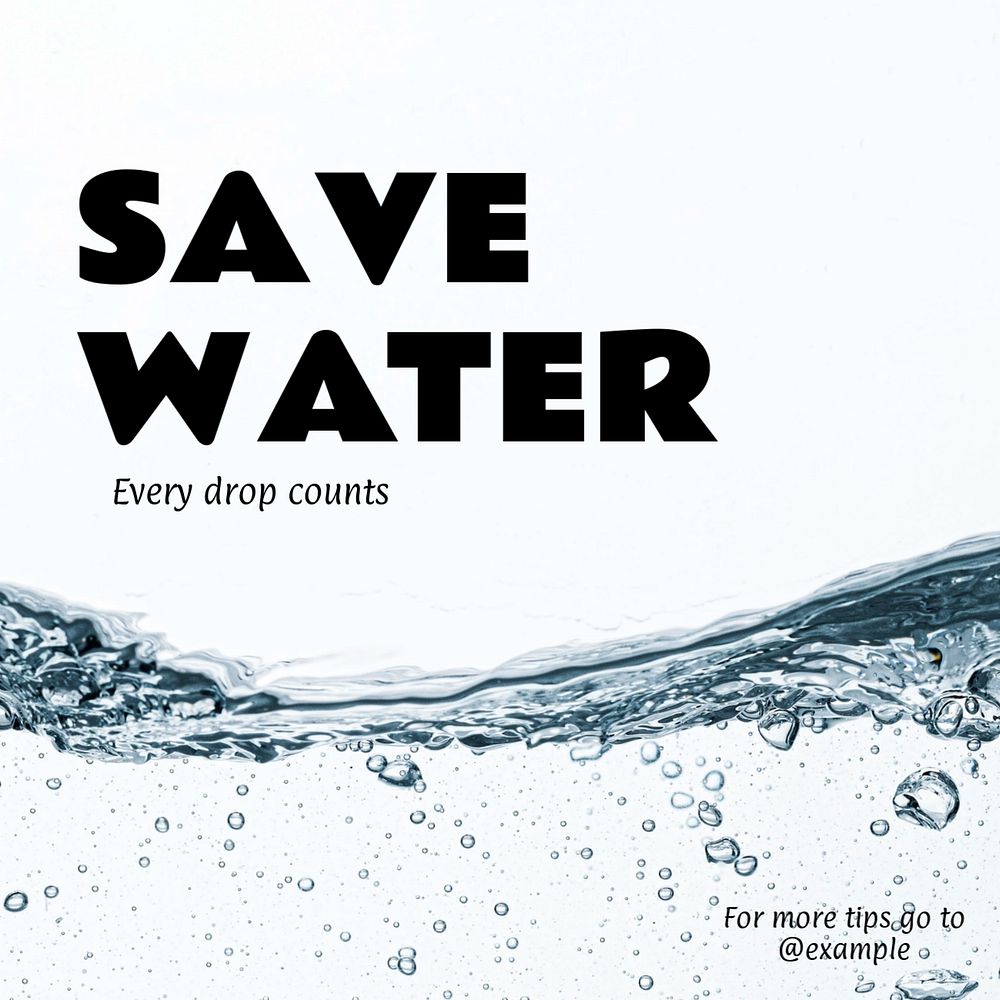 Save water Instagram post template, editable text