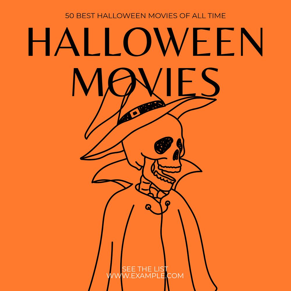 Halloween movies Instagram post template, editable text