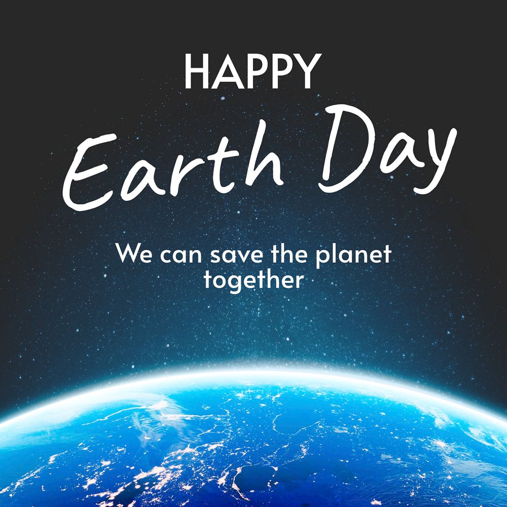 Happy earth day Instagram post template, editable text