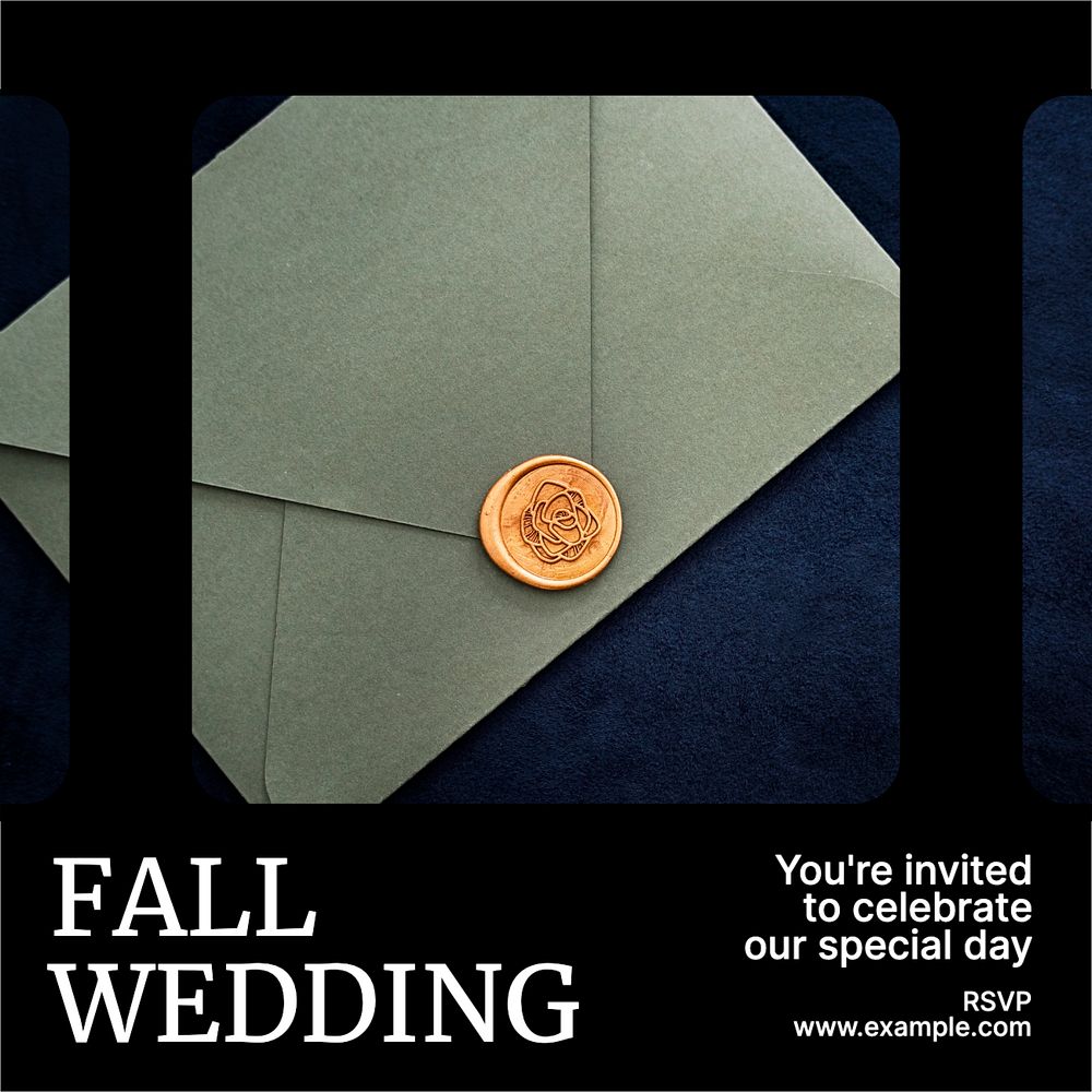 Fall wedding Instagram post template, editable text