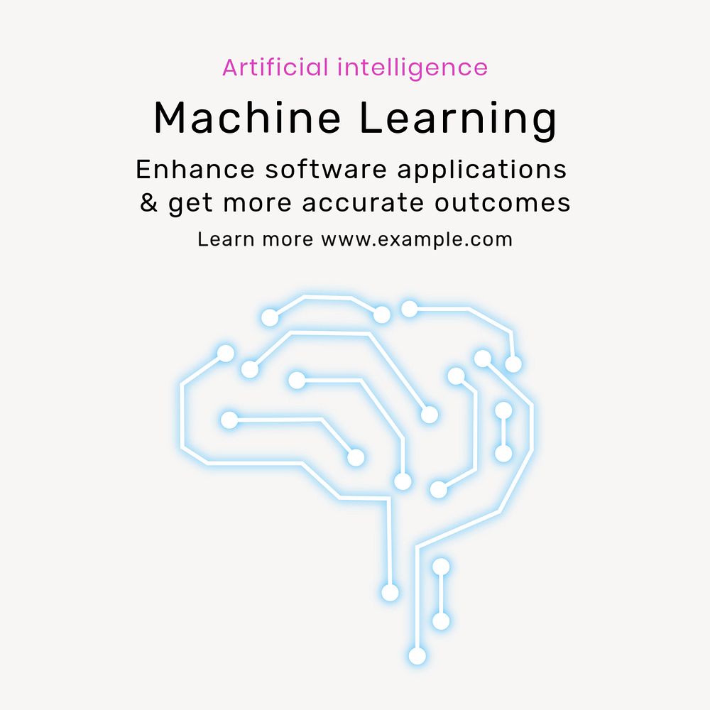 Machine learning Instagram post template, editable text