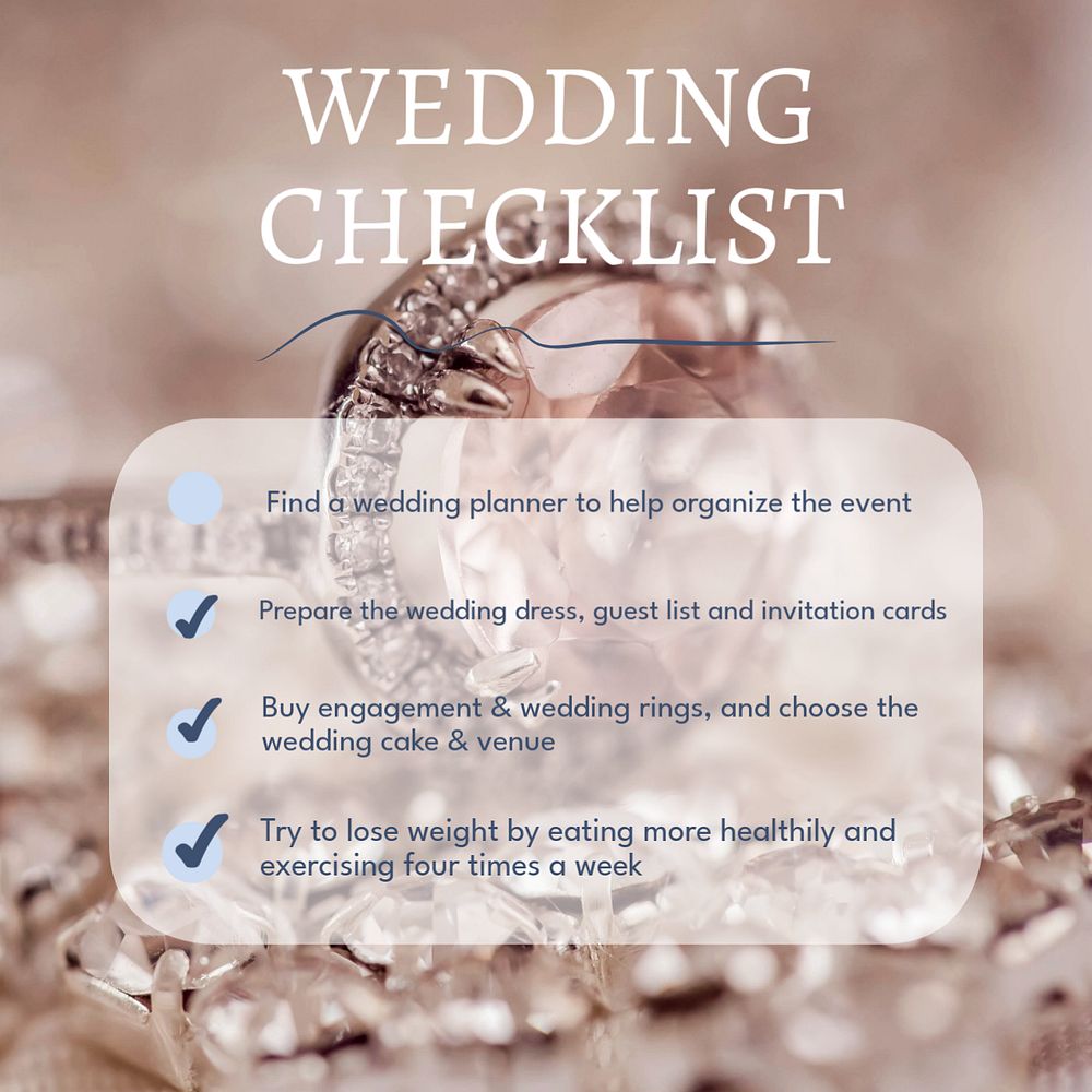 Wedding checklist  Instagram post template, editable text