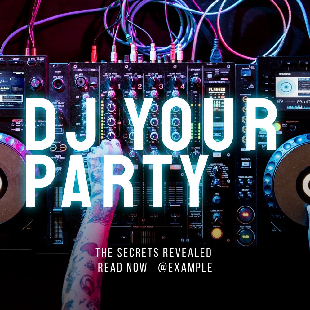 DJ your party  Instagram post template, editable text