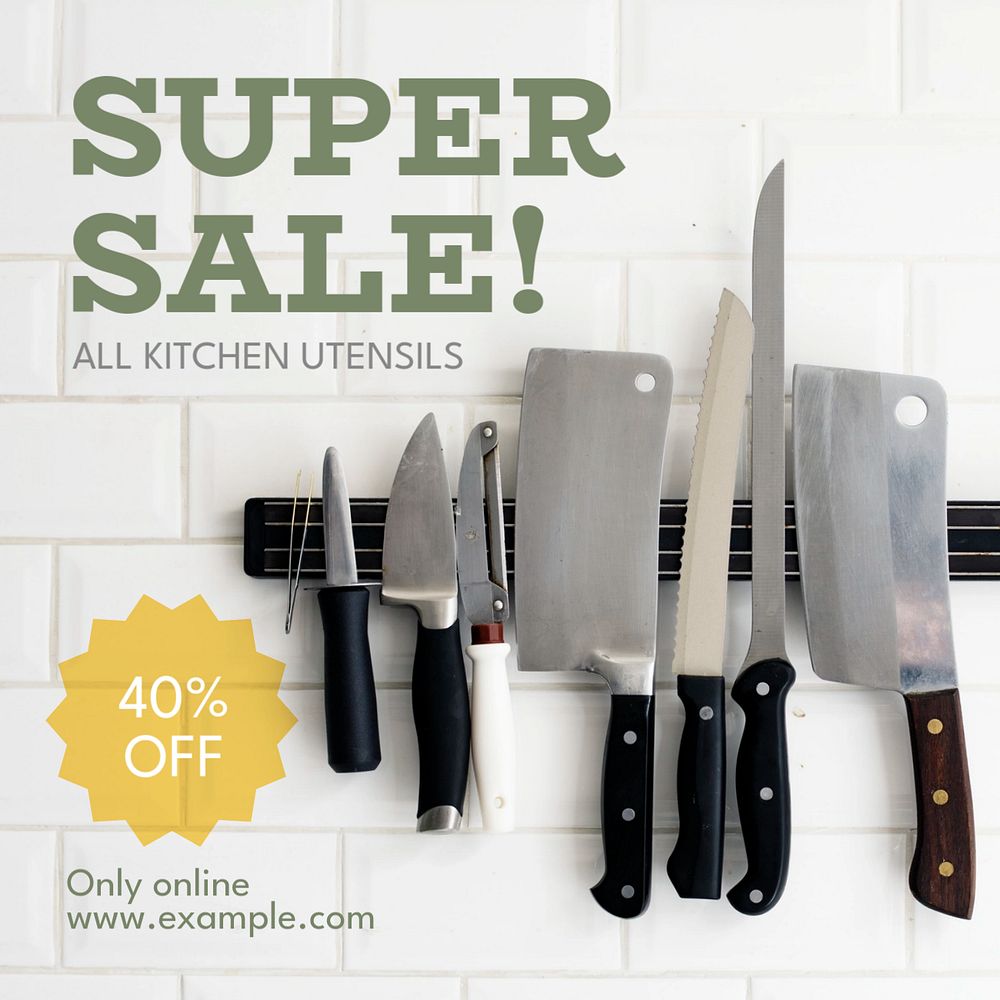 Kitchen sale Instagram post template, editable text