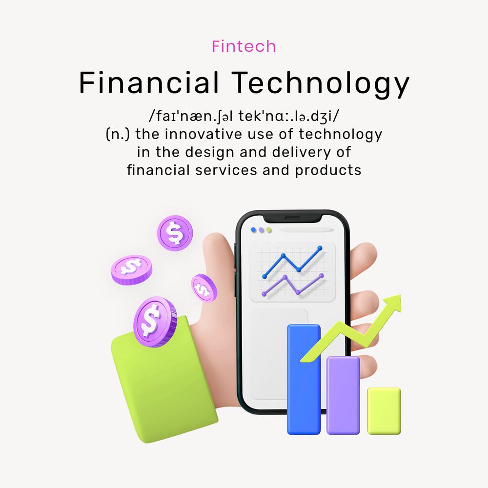 Fintech Instagram post template, editable text