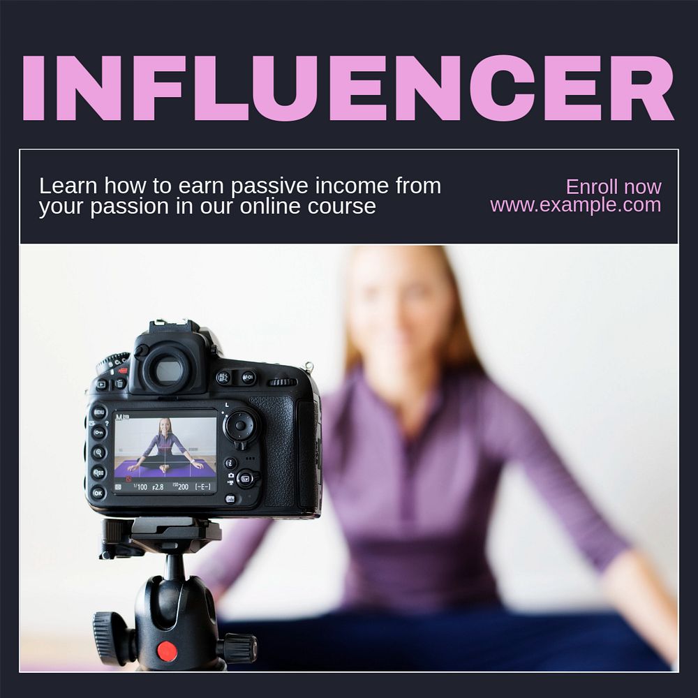 Influencer course Instagram post template, editable text