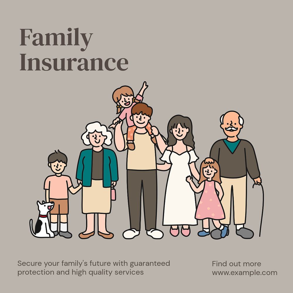 Family insurance Instagram post template, editable text