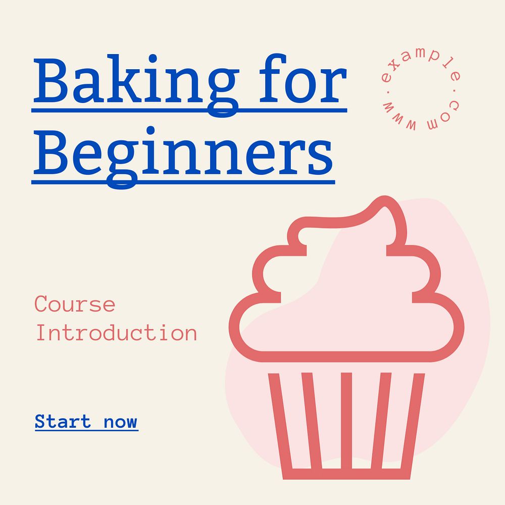 Baking for beginners Instagram post template, editable text