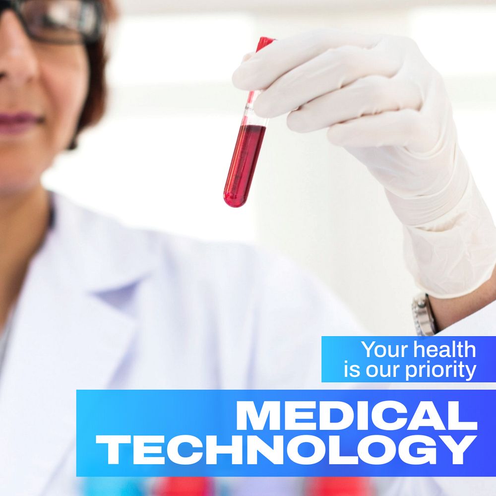 Medical technology Instagram post template, editable text