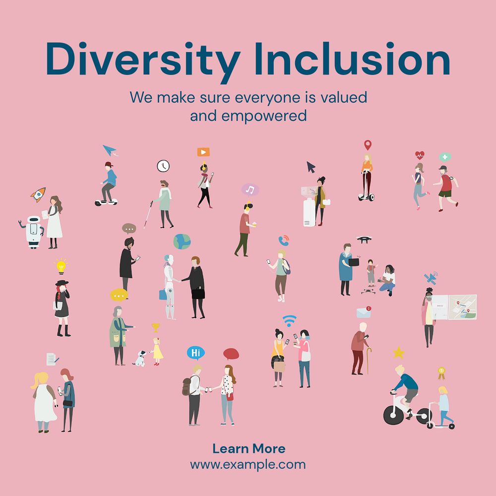 Diversity and inclusion Instagram post template, editable text