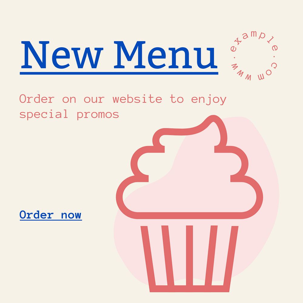 New menu Instagram post template, editable text