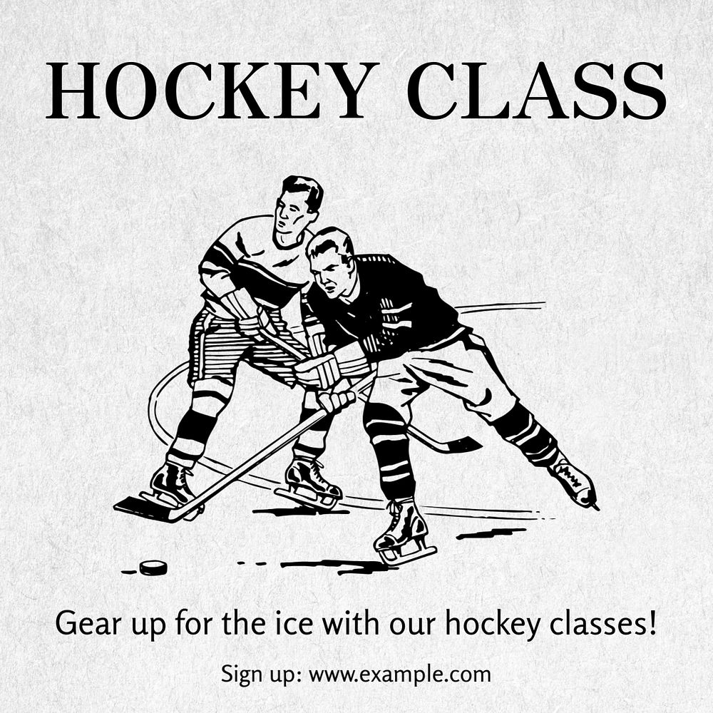 Hockey class Instagram post template, editable text