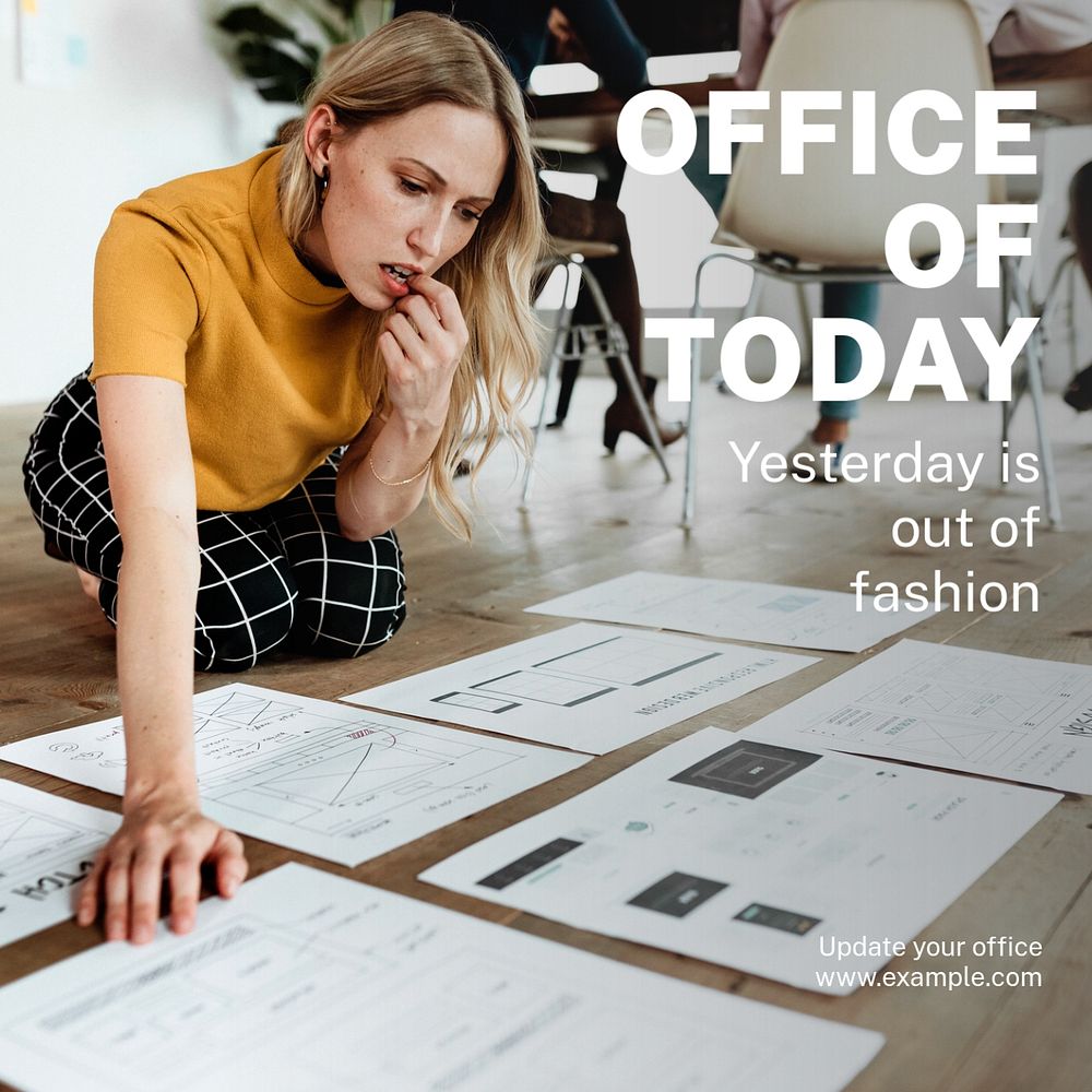 Modern office Instagram post template, editable text