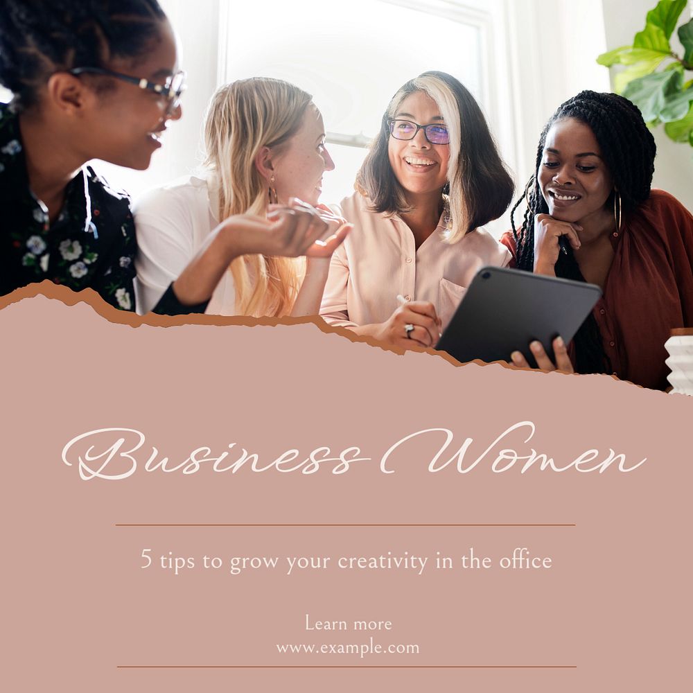 Business women Instagram post template, editable text