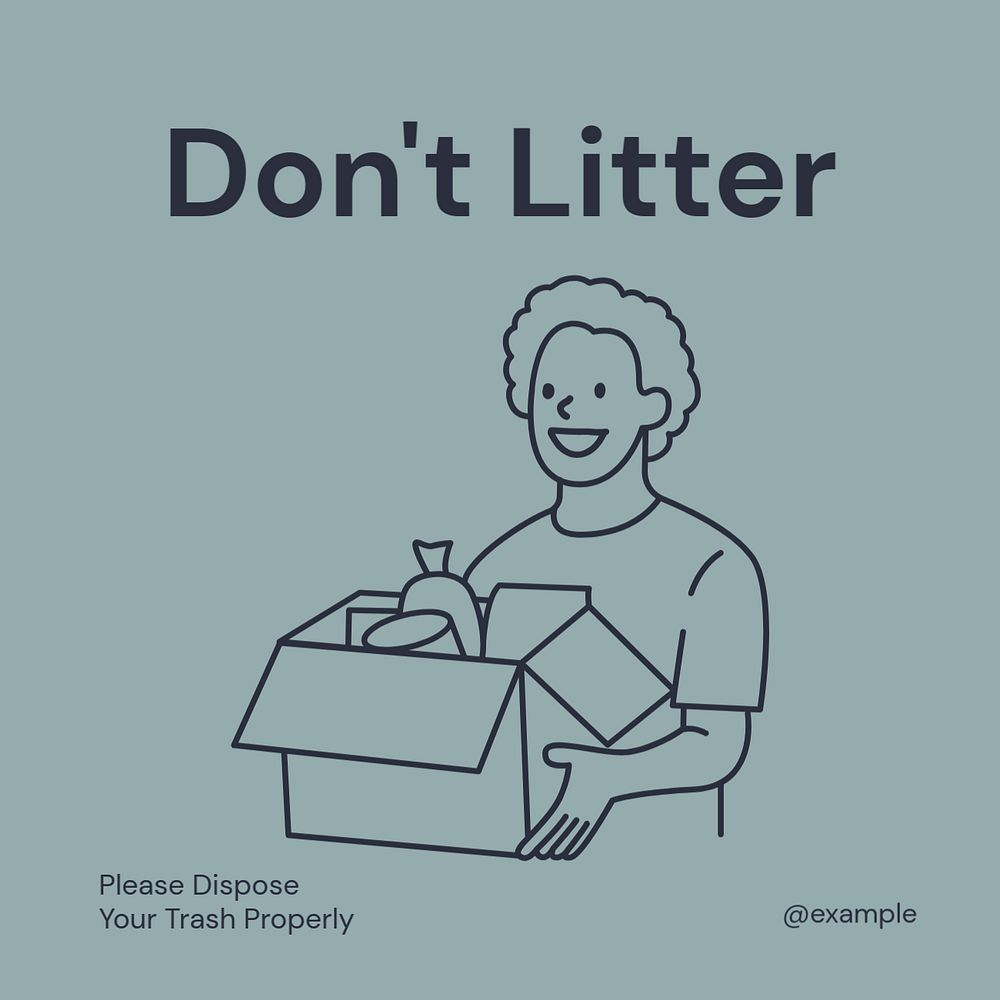 Don't litter Instagram post template, editable text