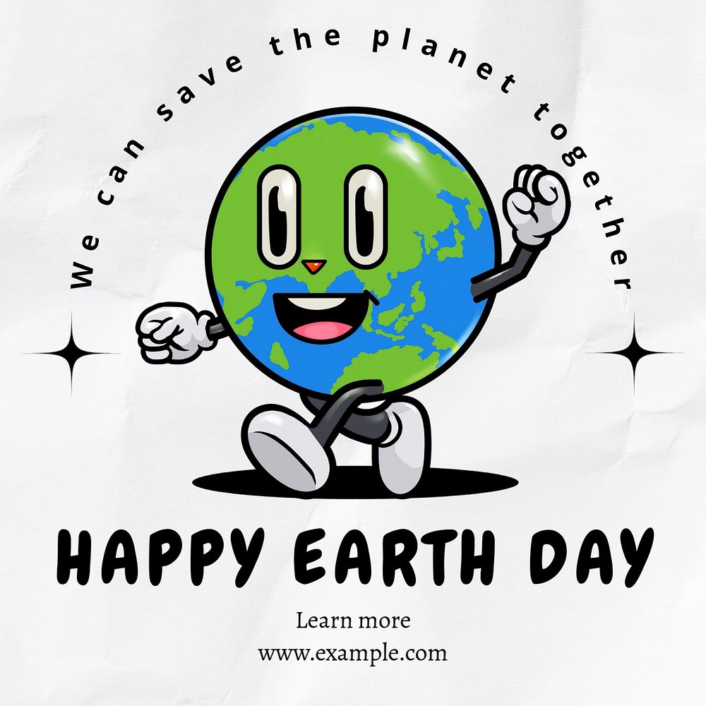 Happy earth day Instagram post template, editable text