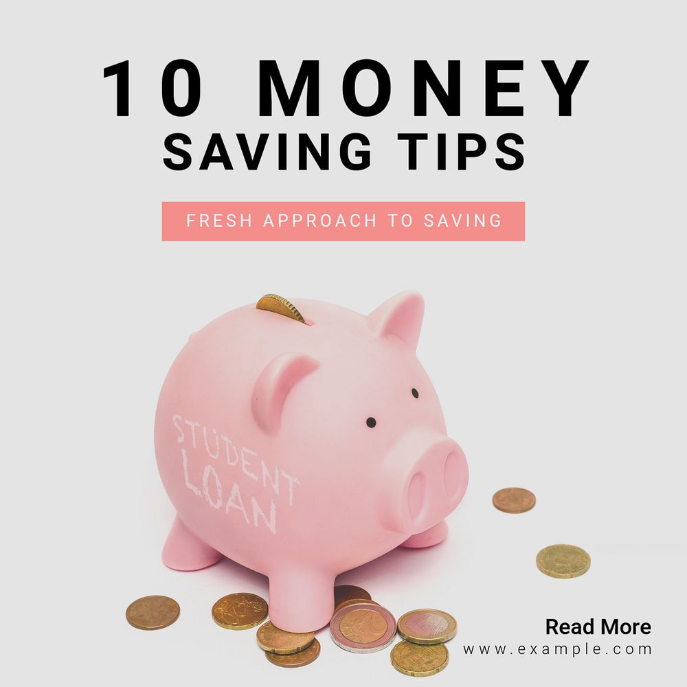 Money saving Instagram post template, editable text