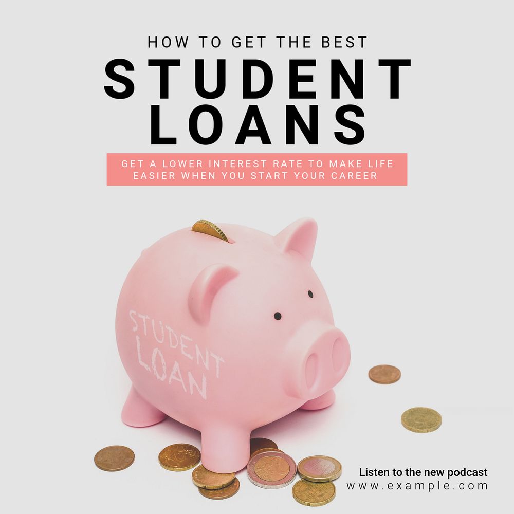 Student loans Instagram post template, editable text