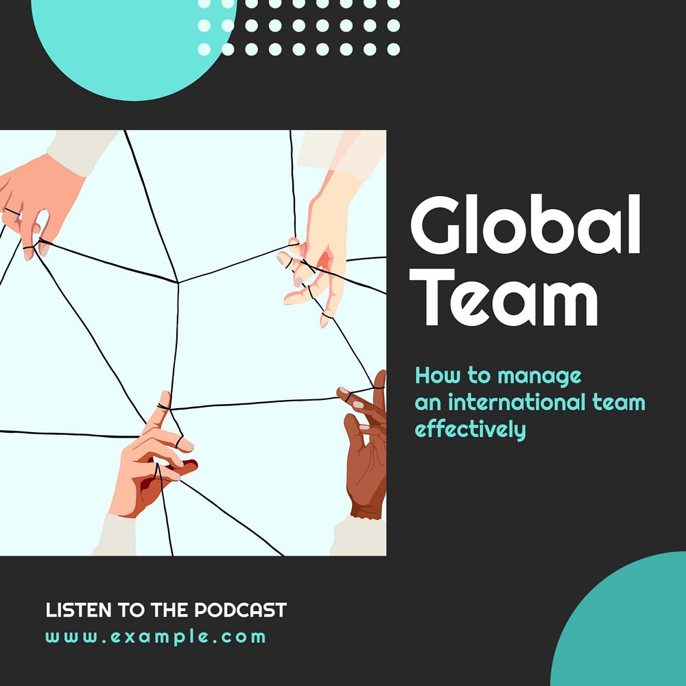 Global team  Instagram post template, editable text