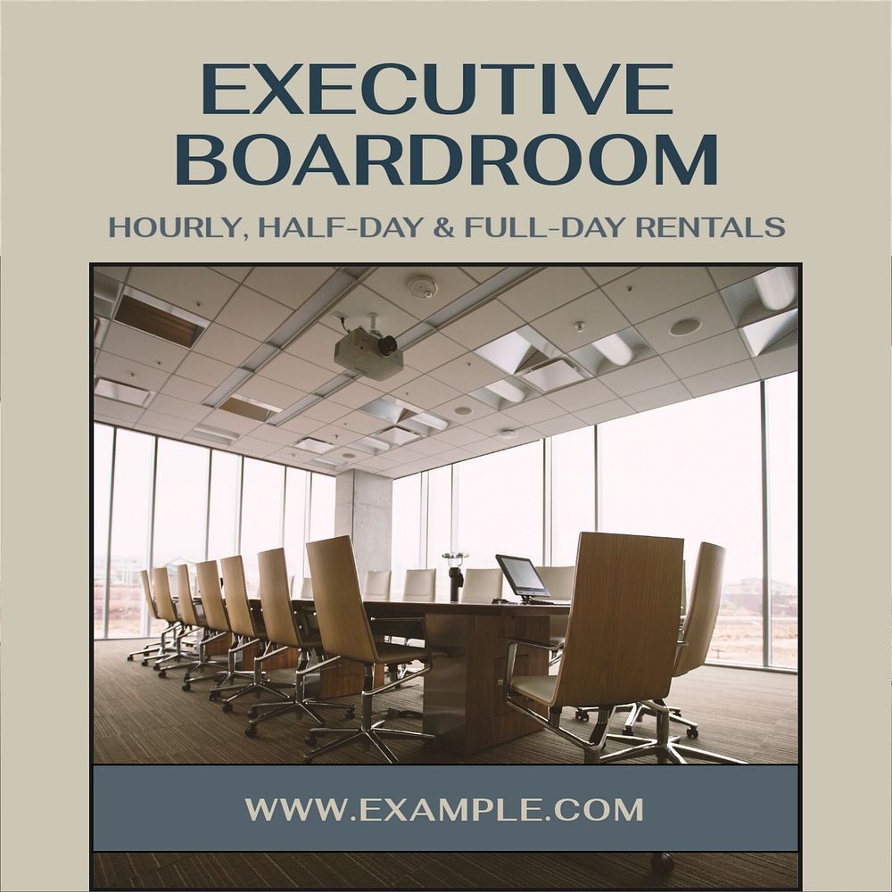 Executive boardroom  Instagram post template, editable text