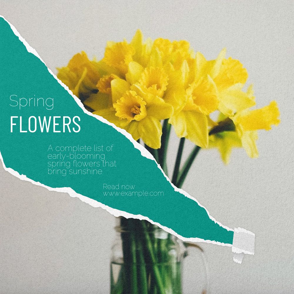 Spring flowers Instagram post template, editable text