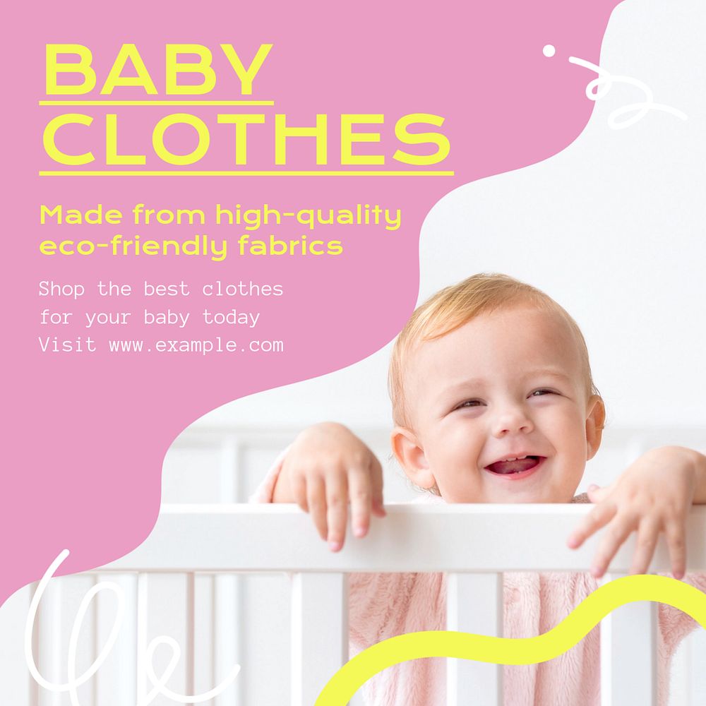 Baby clothes Instagram post template, editable text