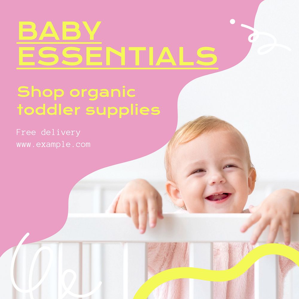 Baby essentials Instagram post template, editable text