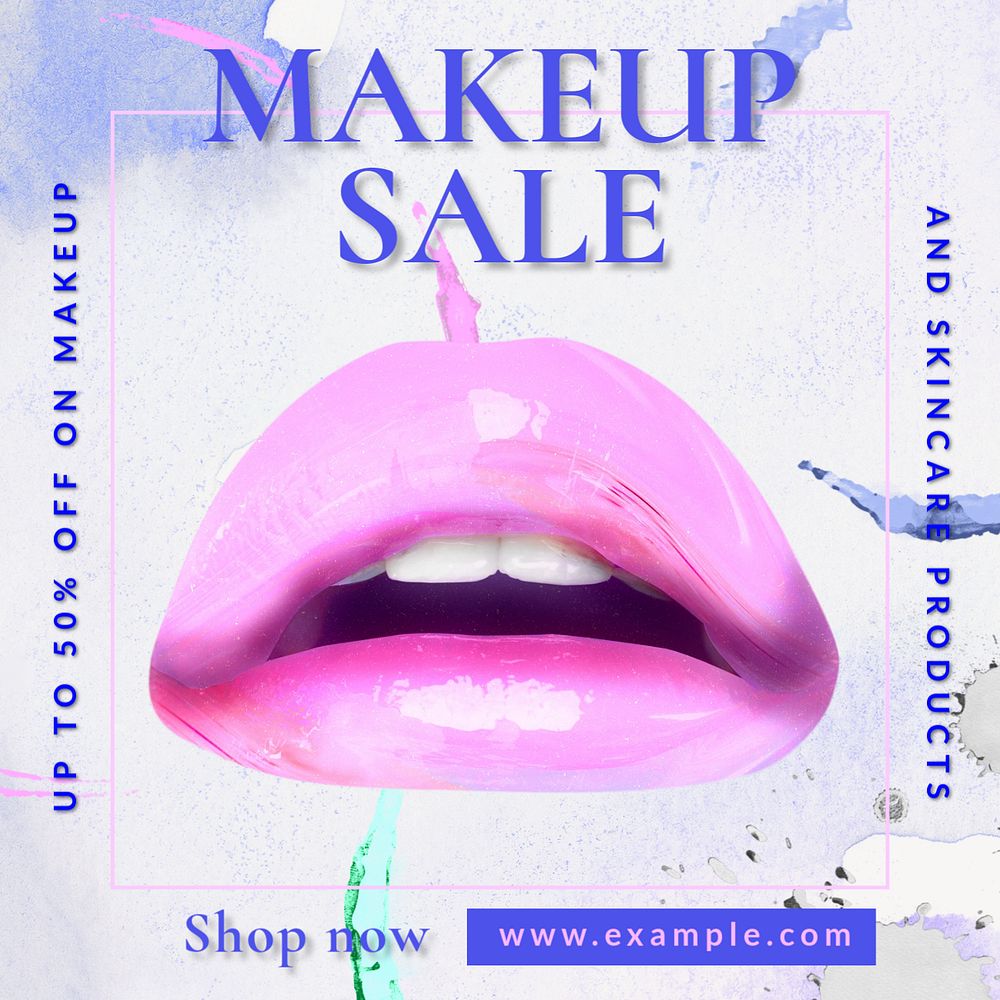 Makeup sale Instagram post template, editable text