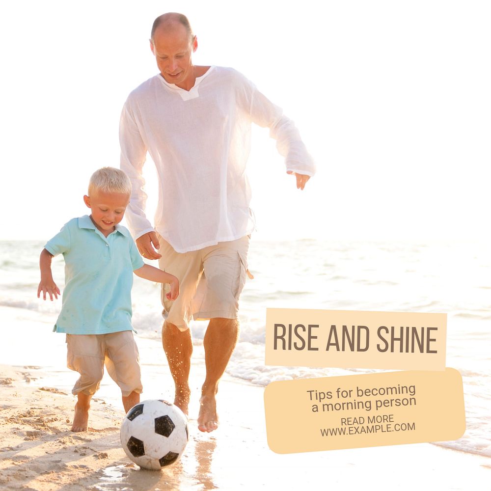 Rise & shine blog Instagram post template, editable text