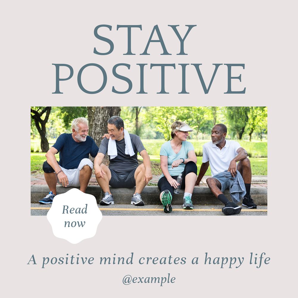 Stay positive Instagram post template, editable text