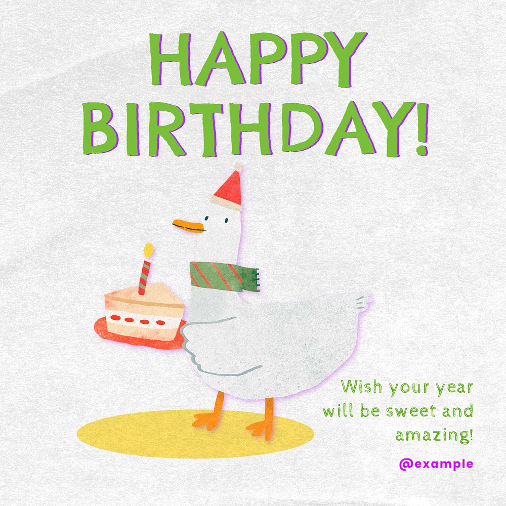 Happy Birthday Instagram post template, editable text