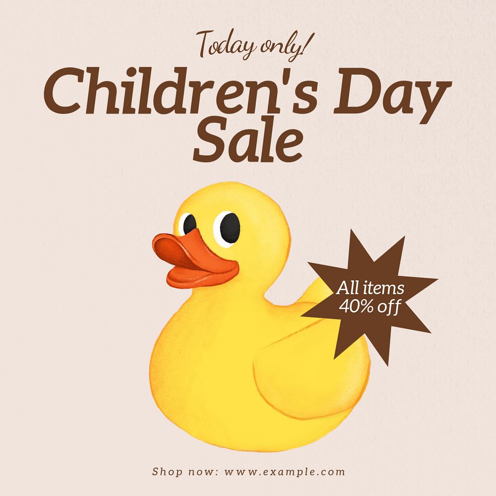 Children's day sale Instagram post template, editable text