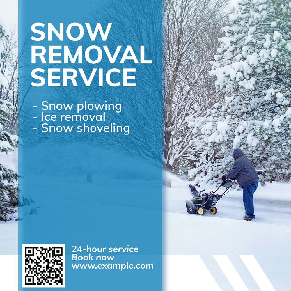 Snow removal service Instagram post template, editable text