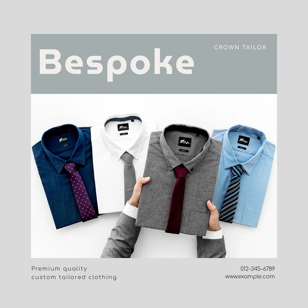 Bespoke tailored clothing Instagram post template, editable text