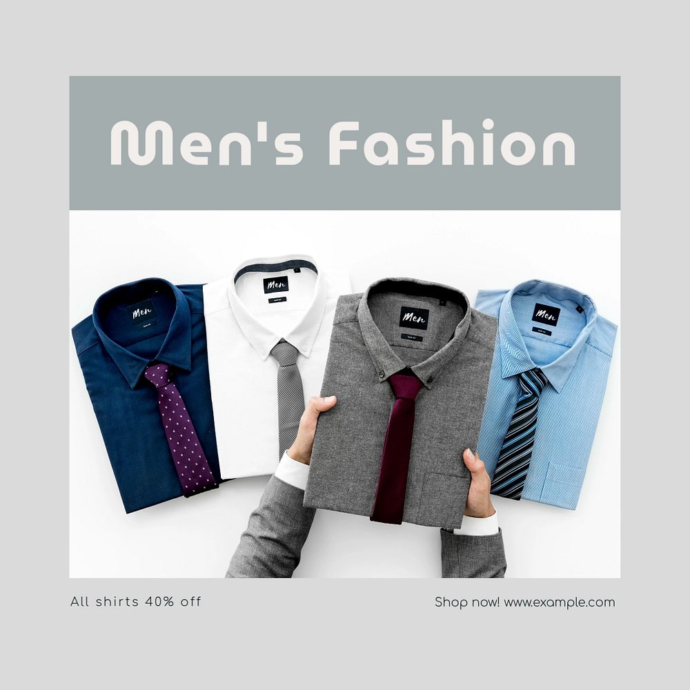 Men's fashion Instagram post template, editable text