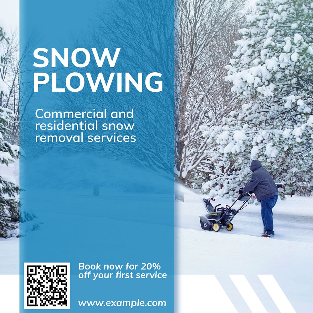 Snow plowing Instagram post template, editable text