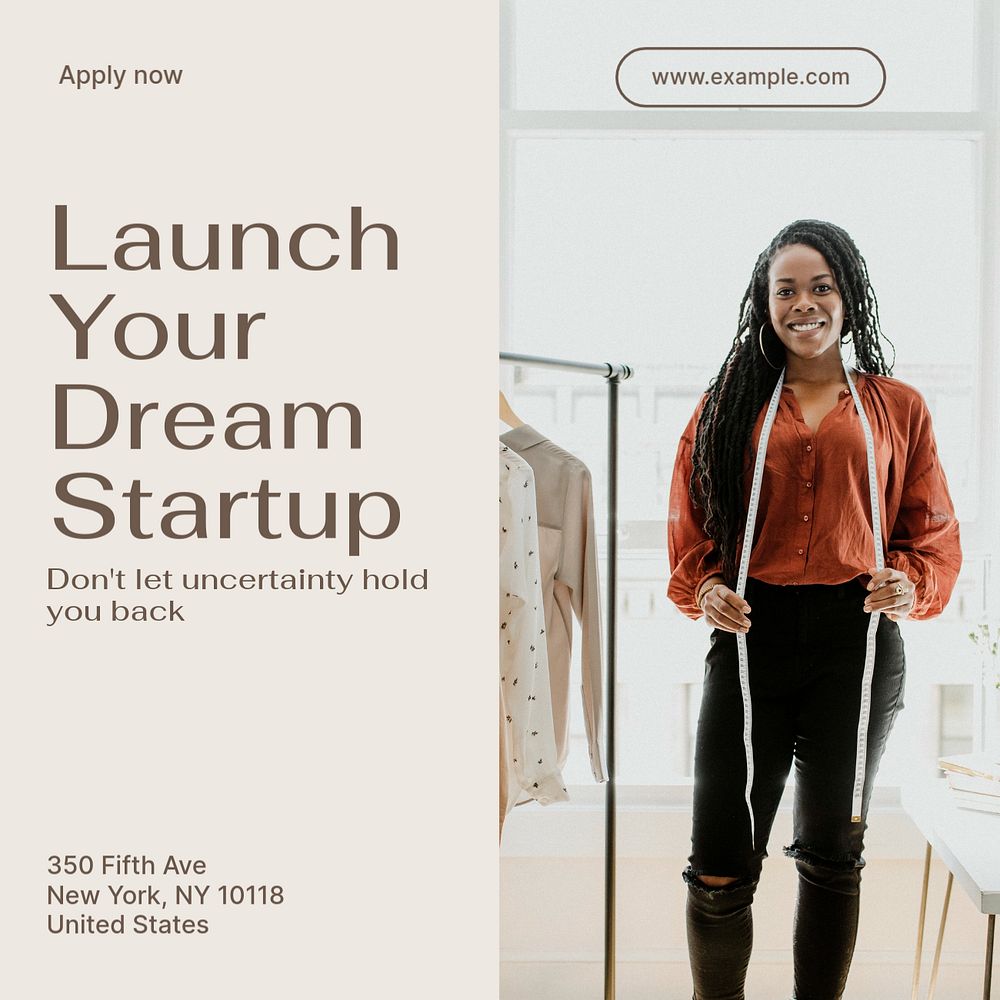 Startup business launch Instagram post template, editable text