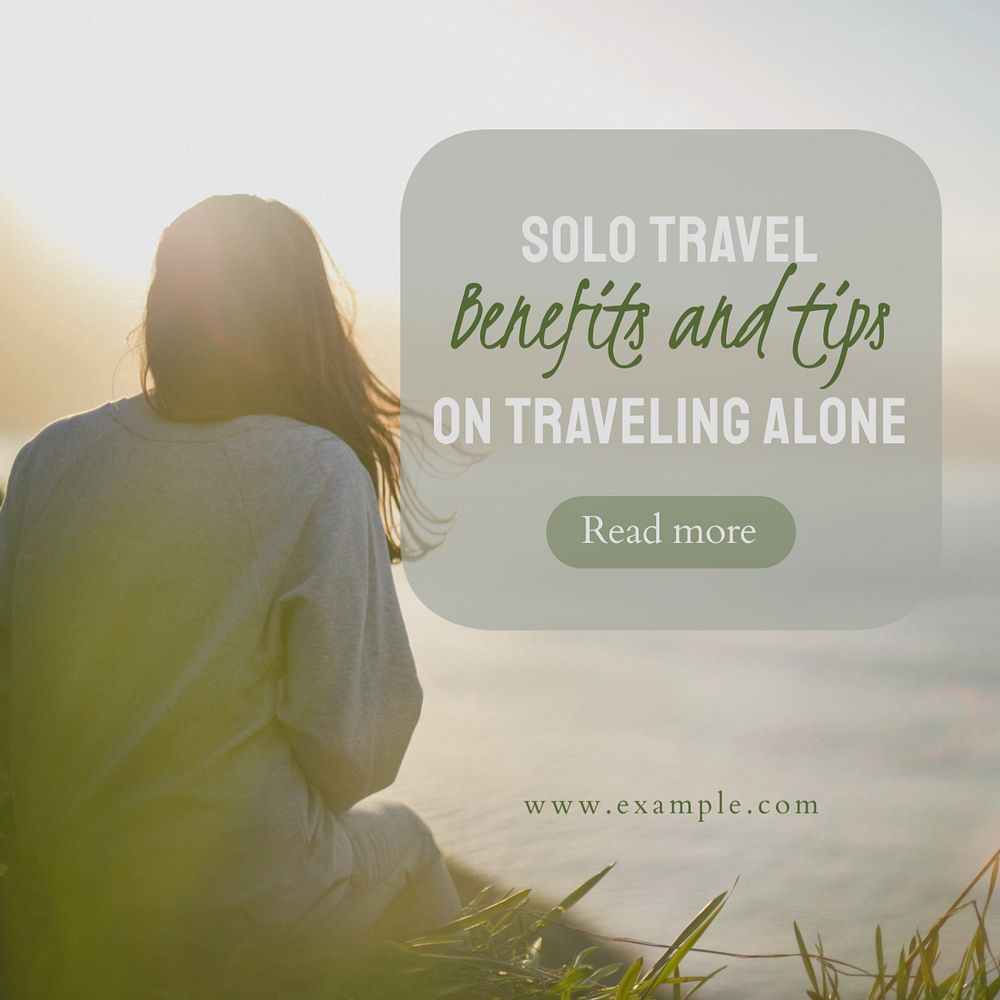 Solo travel Instagram post template, editable text