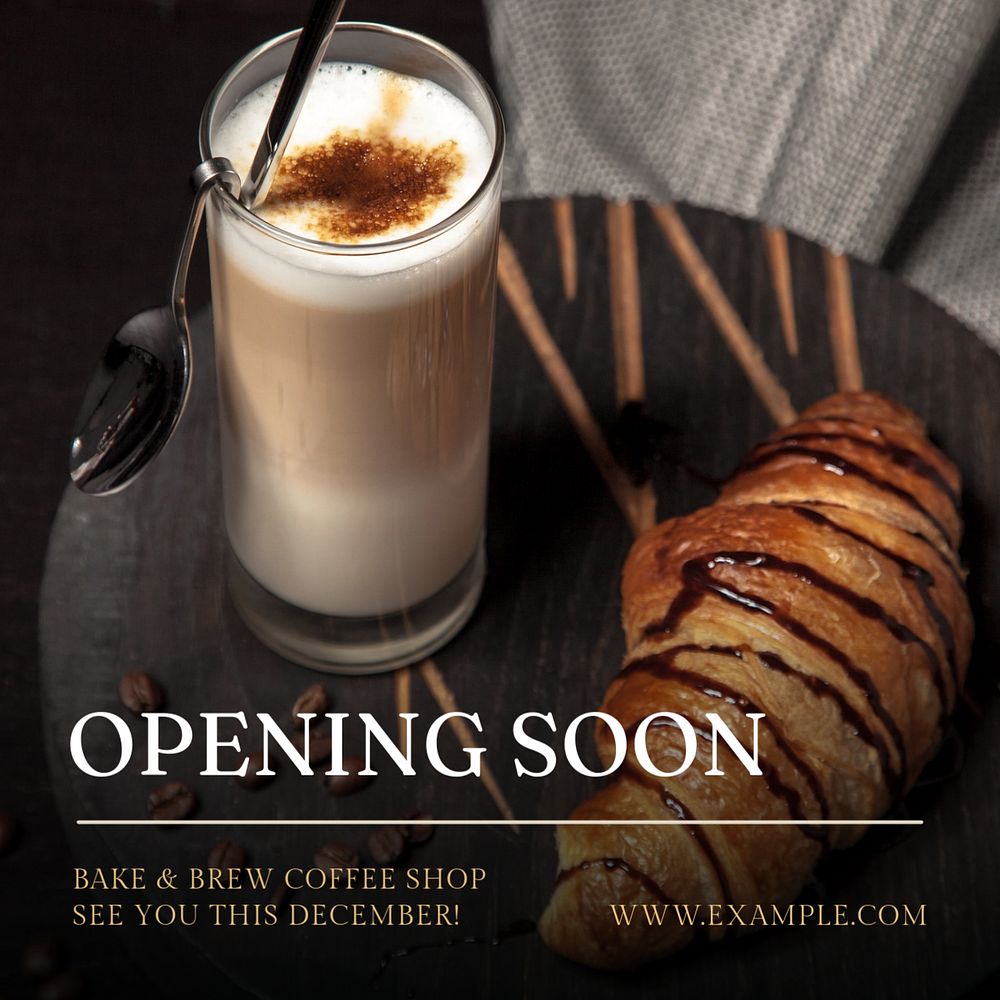 Opening soon Instagram post template, editable text