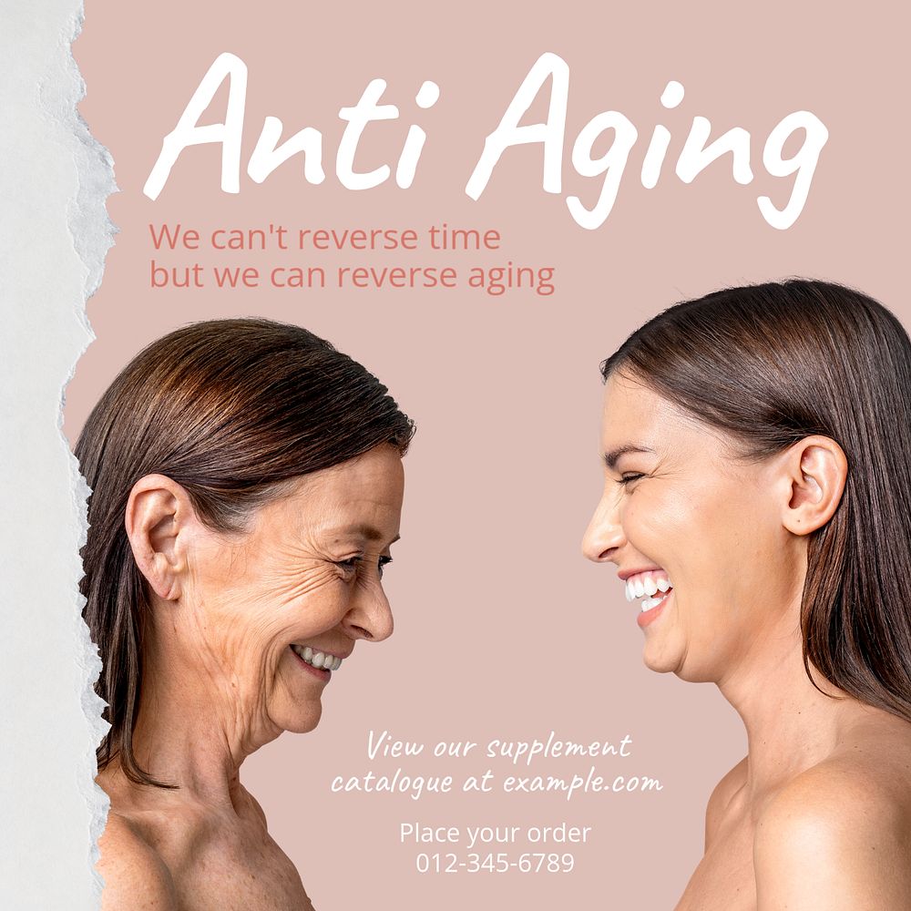 Anti aging Instagram post template, editable text