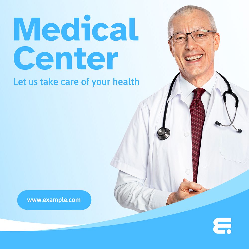 Medical center Instagram post template, editable text