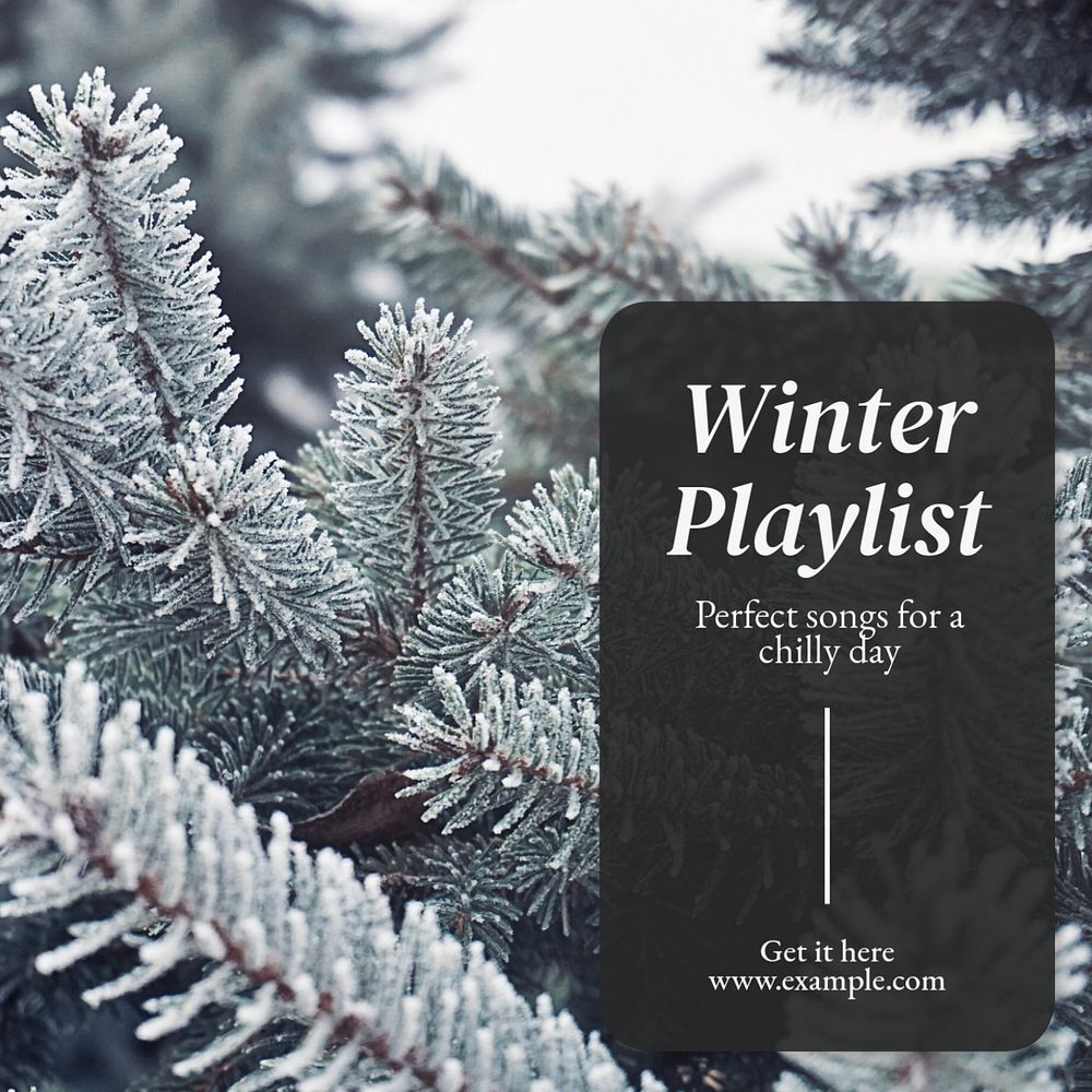 Winter playlist Instagram post template, editable text