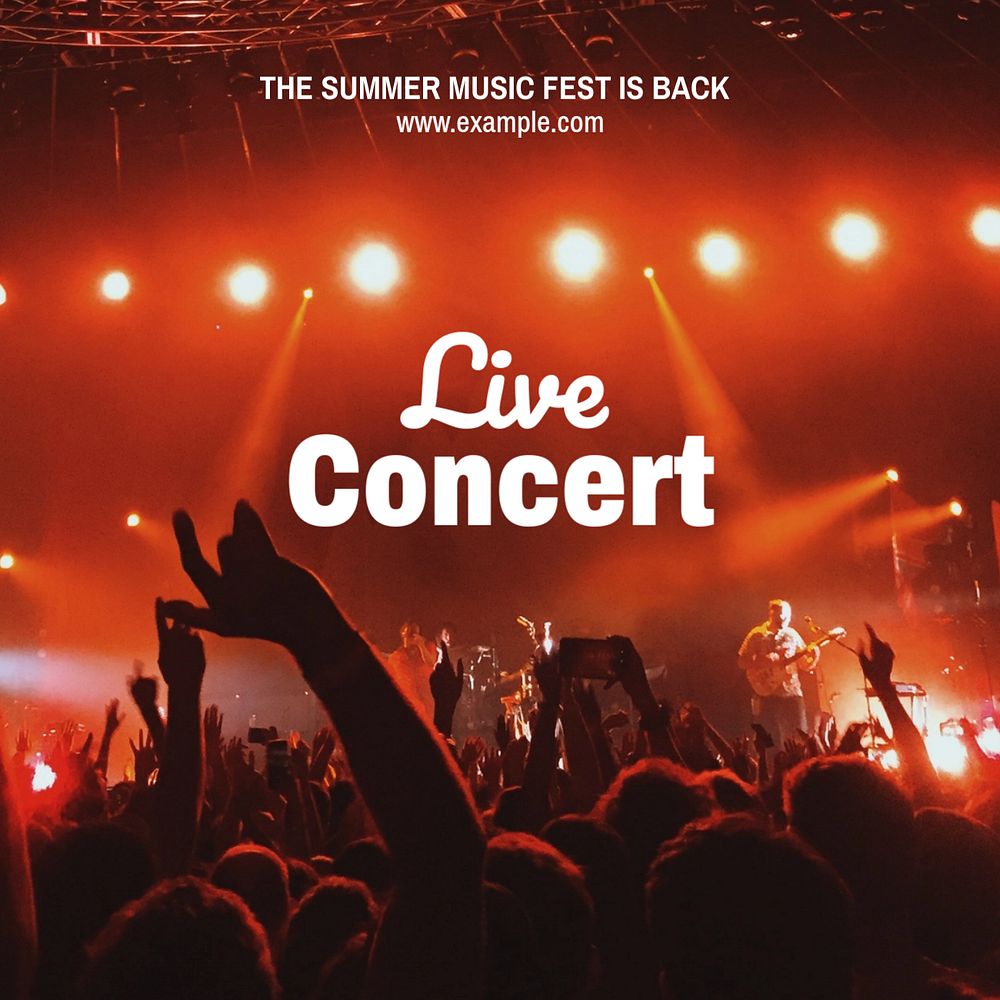 Live concert Instagram post template, editable text