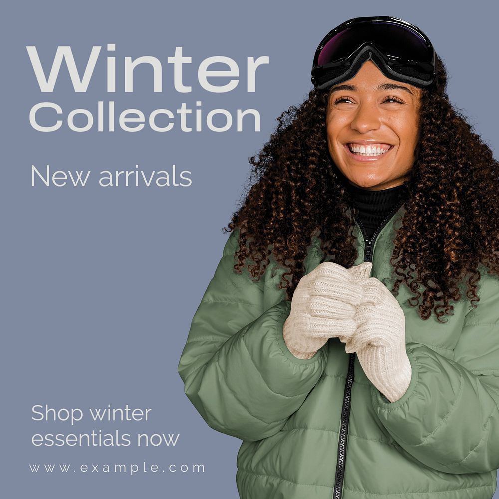 Winter collection Instagram post template, editable text