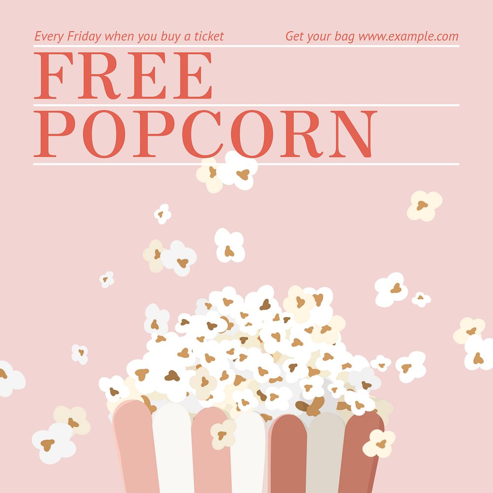 Free popcorn Instagram post template, editable text