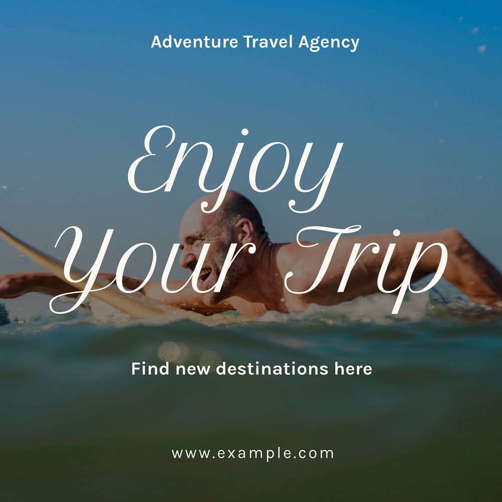 Enjoy your trip Instagram post template, editable text